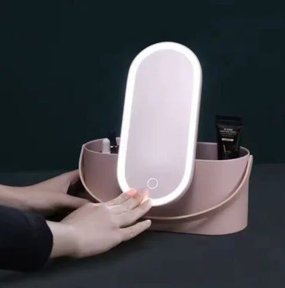 LED Light Storage Box Beauty And Makeup Mirror