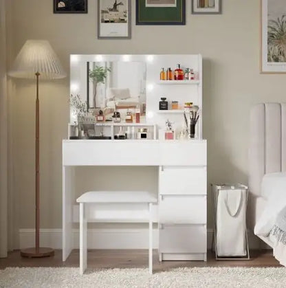 Vanity, Makeup Vanity Desk Set With Mirror  Light