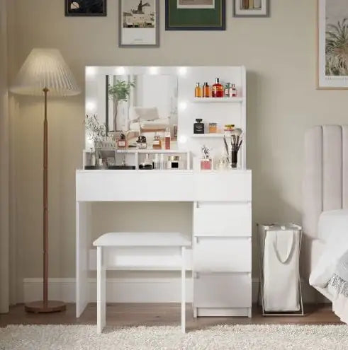 Vanity, Makeup Vanity Desk Set With Mirror  Light